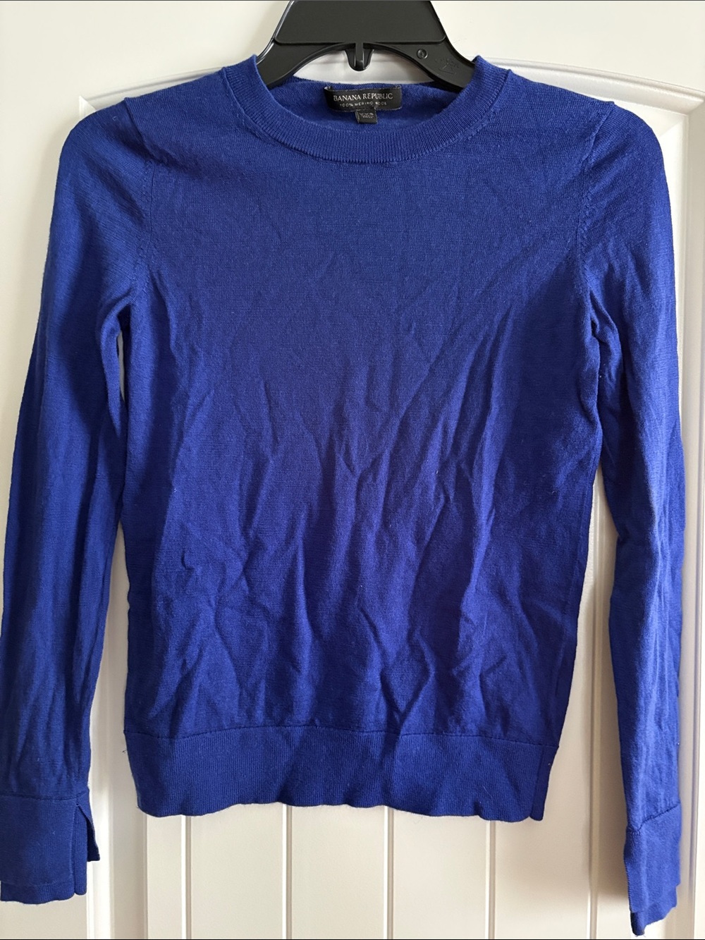 Banana Republic Women's Cobalt Blue Crewneck Washable Merino Wool Sweater